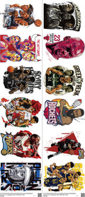 Basketball mixed-style heat transfer design set on a 23.5 by 53 inch sheet