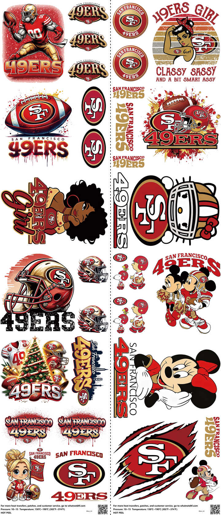 Pro Football mixed-style heat transfer design set on a 23.5 by 53 inch sheet