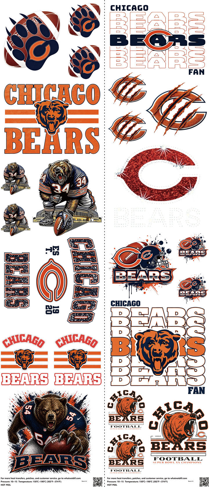 Pro Football mixed-style heat transfer design set on a 23.5 by 53 inch sheet