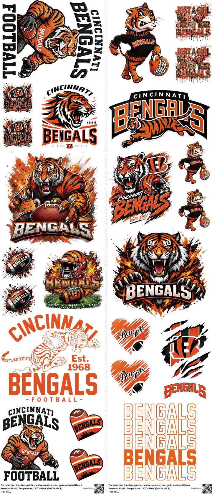 Pro Football mixed-style heat transfer design set on a 23.5 by 53 inch sheet