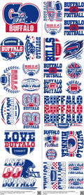 Pro Football mixed-style heat transfer design set on a 23.5 by 53 inch sheet