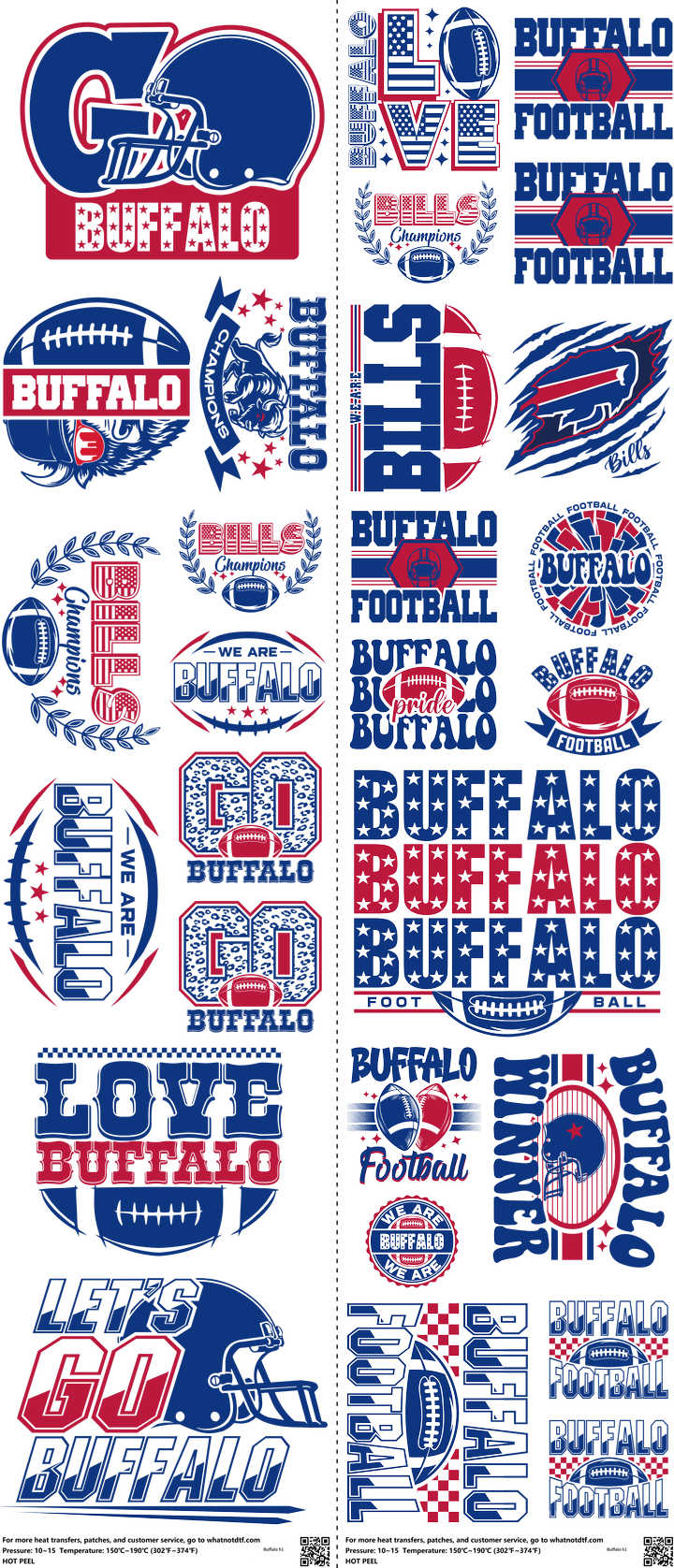 Pro Football mixed-style heat transfer design set on a 23.5 by 53 inch sheet