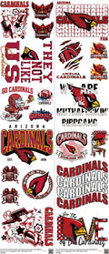 Pro Football mixed-style heat transfer design set on a 23.5 by 53 inch sheet