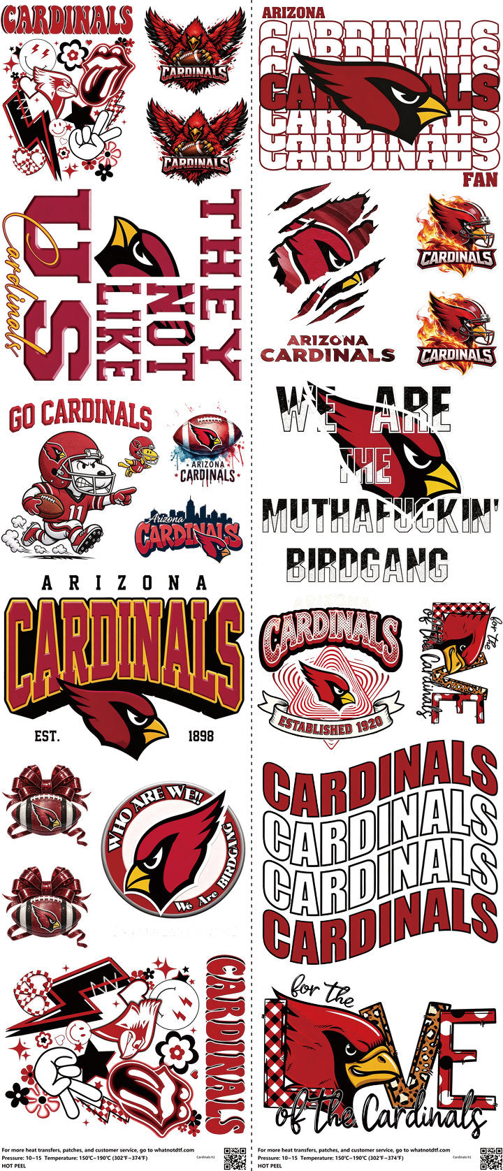 Pro Football mixed-style heat transfer design set on a 23.5 by 53 inch sheet