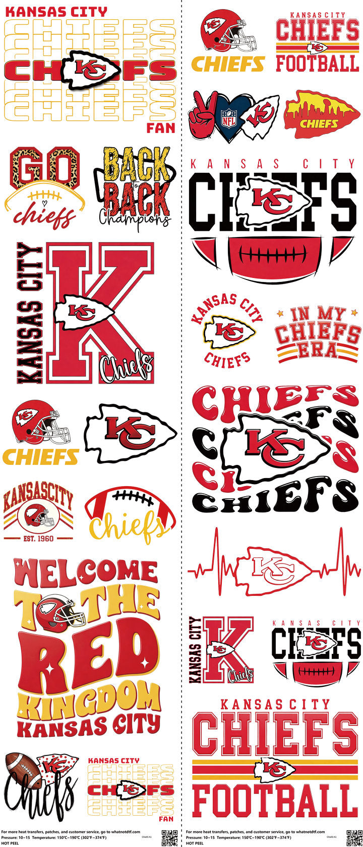 Pro Football mixed-style heat transfer design set on a 23.5 by 53 inch sheet