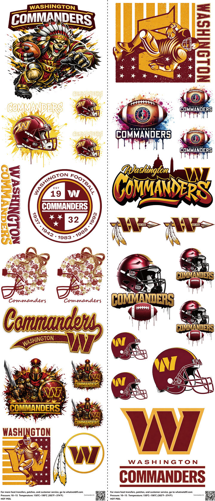 Pro Football mixed-style heat transfer design set on a 23.5 by 53 inch sheet