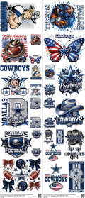 Pro Football mixed-style heat transfer design set on a 23.5 by 53 inch sheet