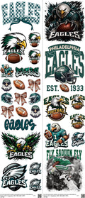 Pro Football mixed-style heat transfer design set on a 23.5 by 53 inch sheet