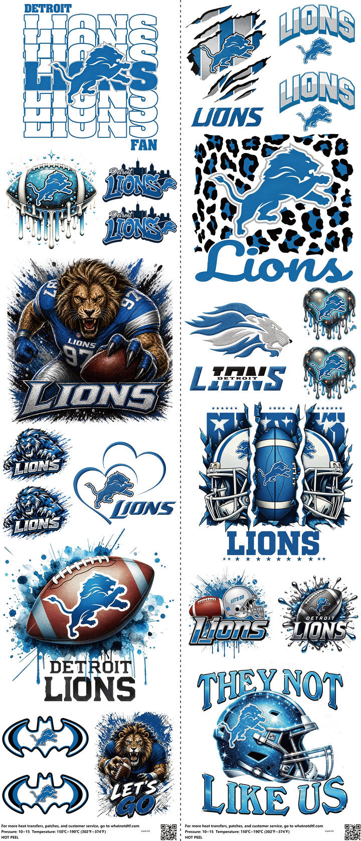 Pro Football mixed-style heat transfer design set on a 23.5 by 53 inch sheet