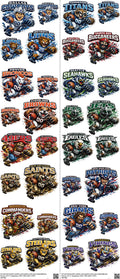 Pro Football mixed-style heat transfer design set on a 23.5 by 53 inch sheet