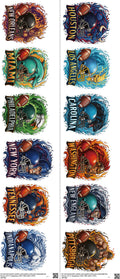 Pro Football mixed-style heat transfer design set on a 23.5 by 53 inch sheet