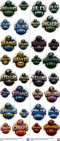 Pro Football mixed-style heat transfer design set on a 23.5 by 53 inch sheet