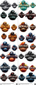 Pro Football mixed-style heat transfer design set on a 23.5 by 53 inch sheet