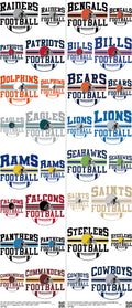 Pro Football mixed-style heat transfer design set on a 23.5 by 53 inch sheet