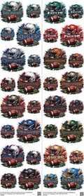 Pro Football mixed-style heat transfer design set on a 23.5 by 53 inch sheet