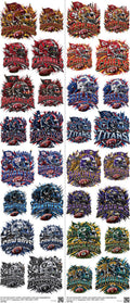 Pro Football mixed-style heat transfer design set on a 23.5 by 53 inch sheet