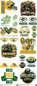 Pro Football mixed-style heat transfer design set on a 23.5 by 53 inch sheet