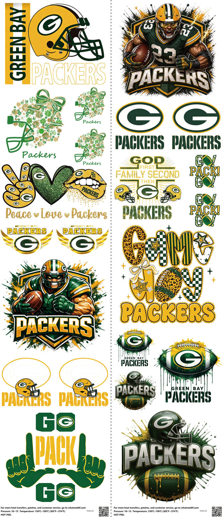 Pro Football mixed-style heat transfer design set on a 23.5 by 53 inch sheet