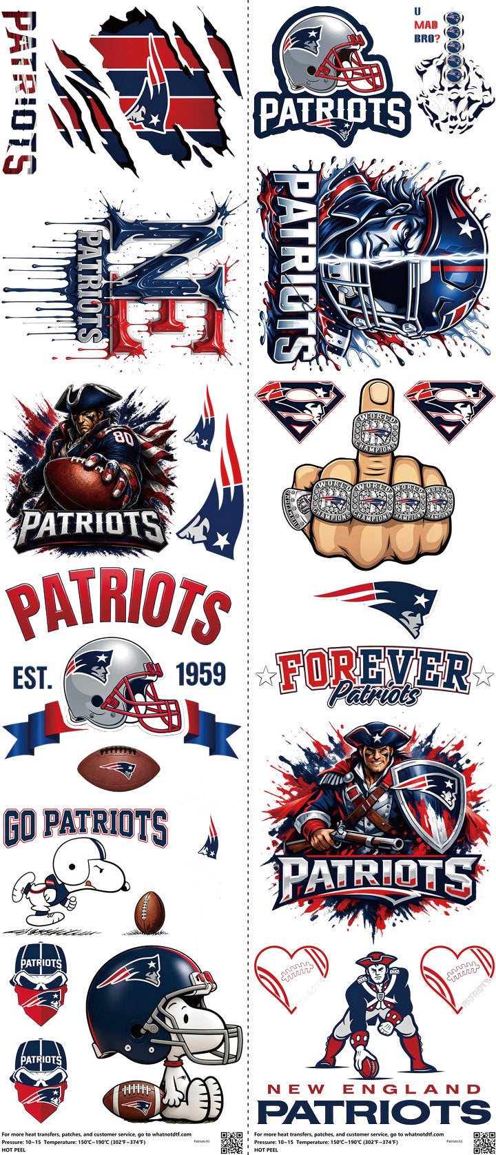 Pro Football mixed-style heat transfer design set on a 23.5 by 53 inch sheet