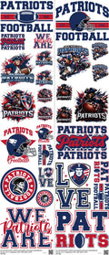Pro Football mixed-style heat transfer design set on a 23.5 by 53 inch sheet