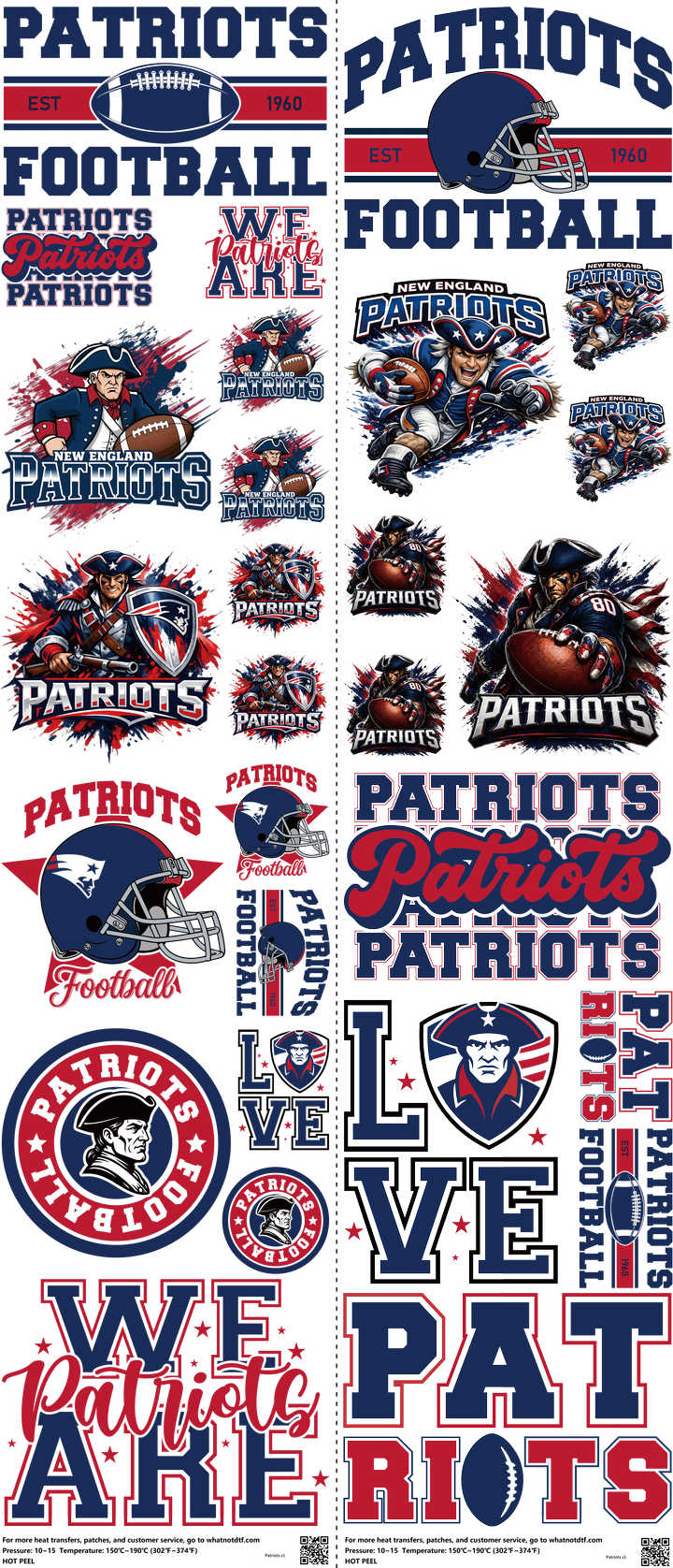Pro Football mixed-style heat transfer design set on a 23.5 by 53 inch sheet