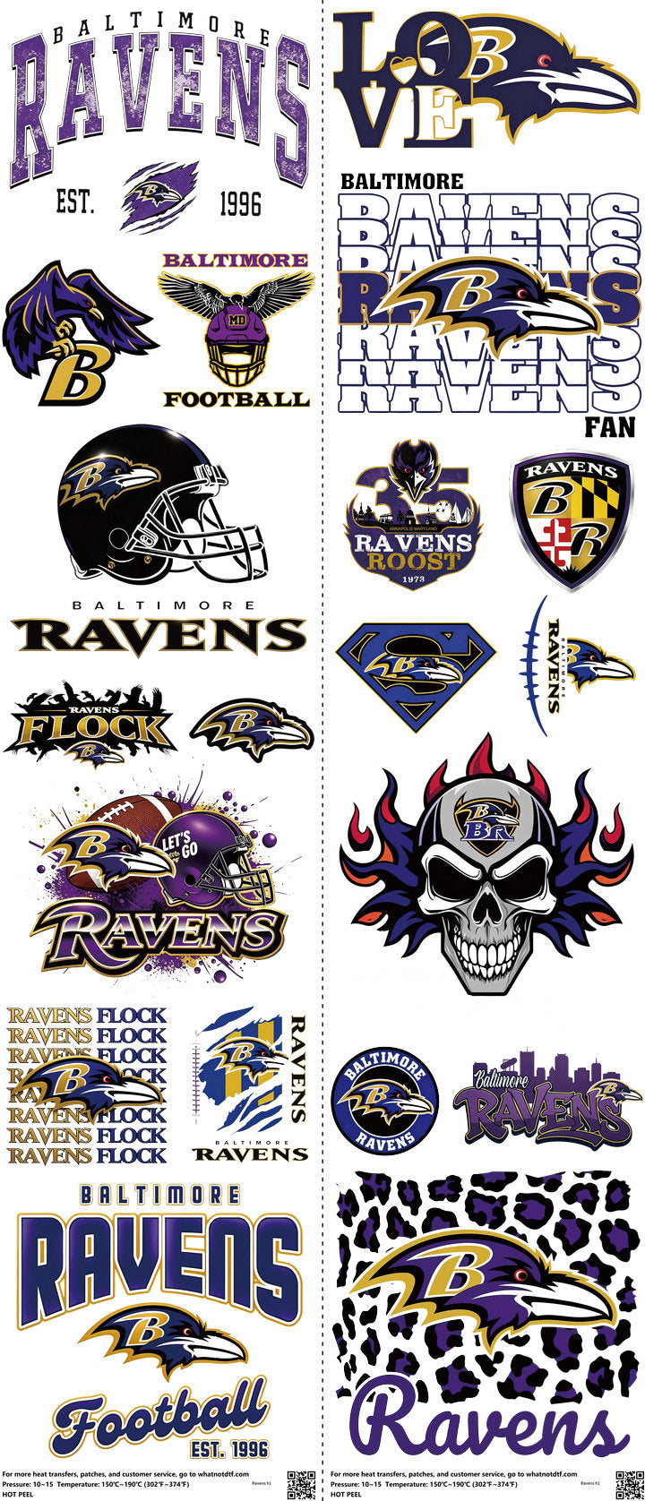 Pro Football mixed-style heat transfer design set on a 23.5 by 53 inch sheet