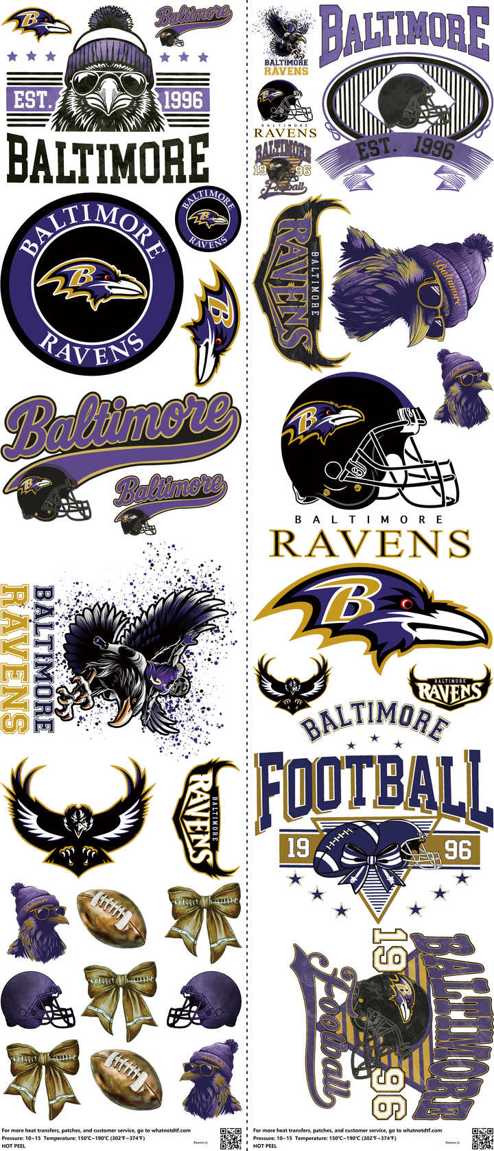 Pro Football mixed-style heat transfer design set on a 23.5 by 53 inch sheet