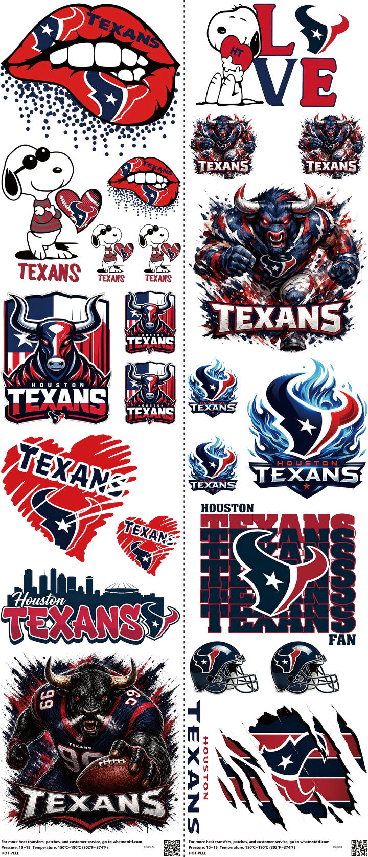 Pro Football mixed-style heat transfer design set on a 23.5 by 53 inch sheet