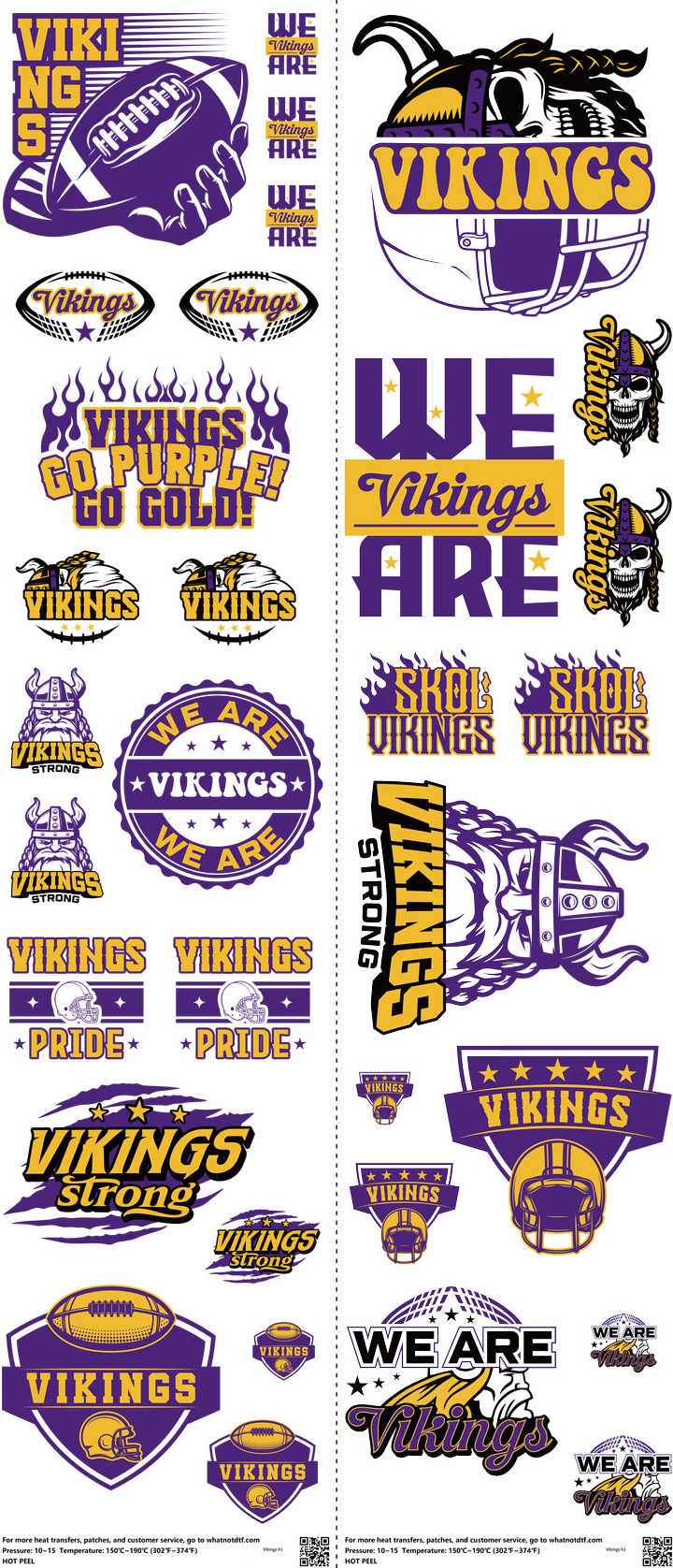 Pro Football mixed-style heat transfer design set on a 23.5 by 53 inch sheet