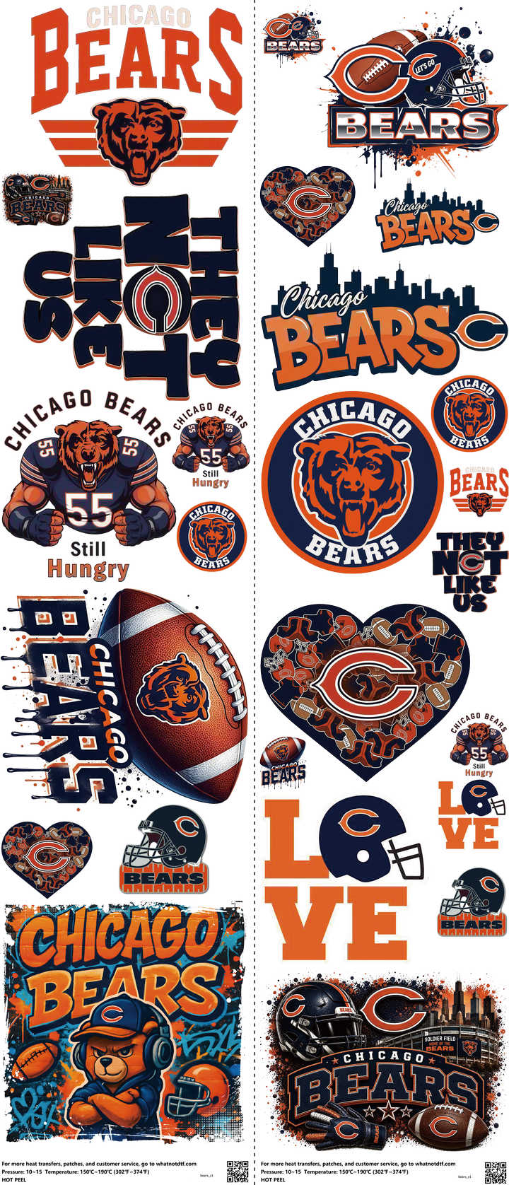 Pro Football mixed-style heat transfer design set on a 23.5 by 53 inch sheet
