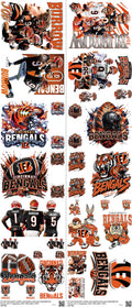 Pro Football mixed-style heat transfer design set on a 23.5 by 53 inch sheet