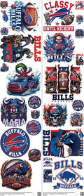 Pro Football mixed-style heat transfer design set on a 23.5 by 53 inch sheet