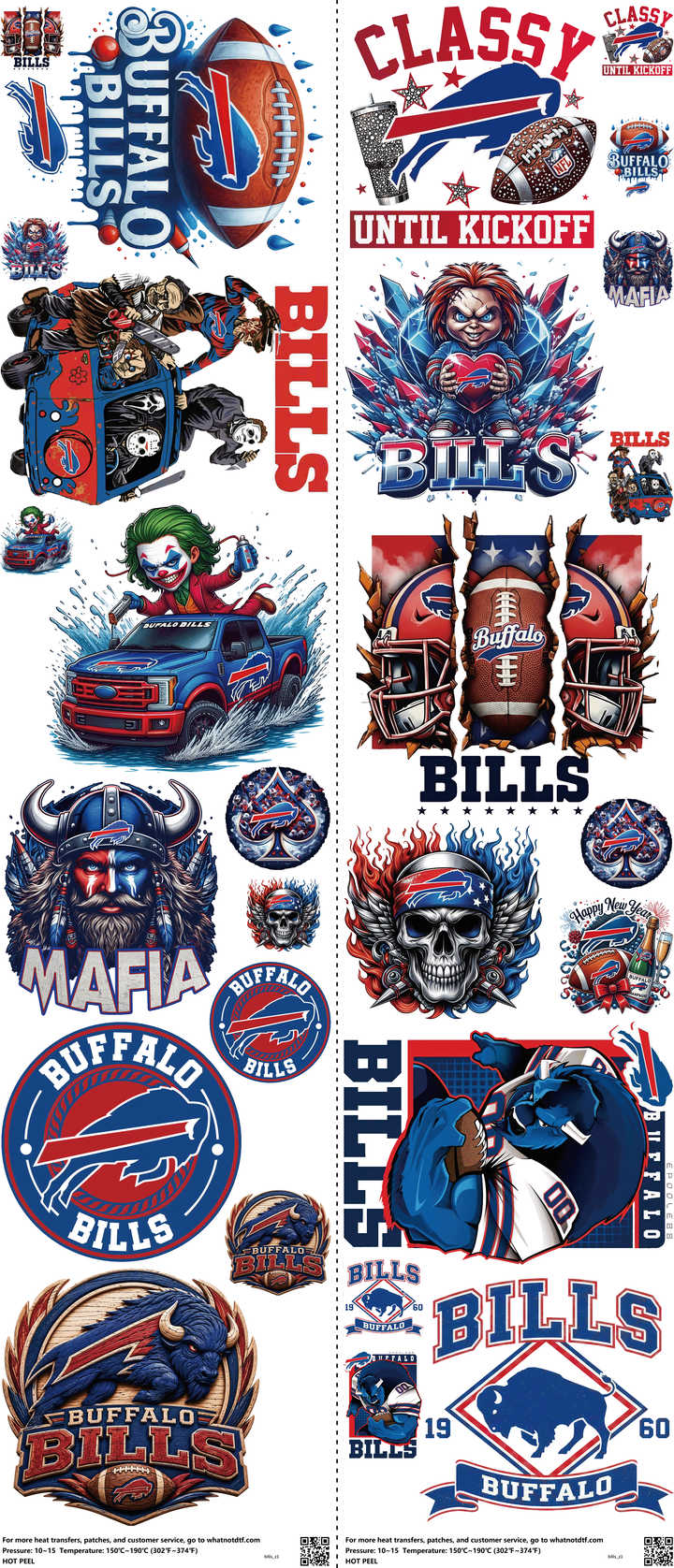 Pro Football mixed-style heat transfer design set on a 23.5 by 53 inch sheet