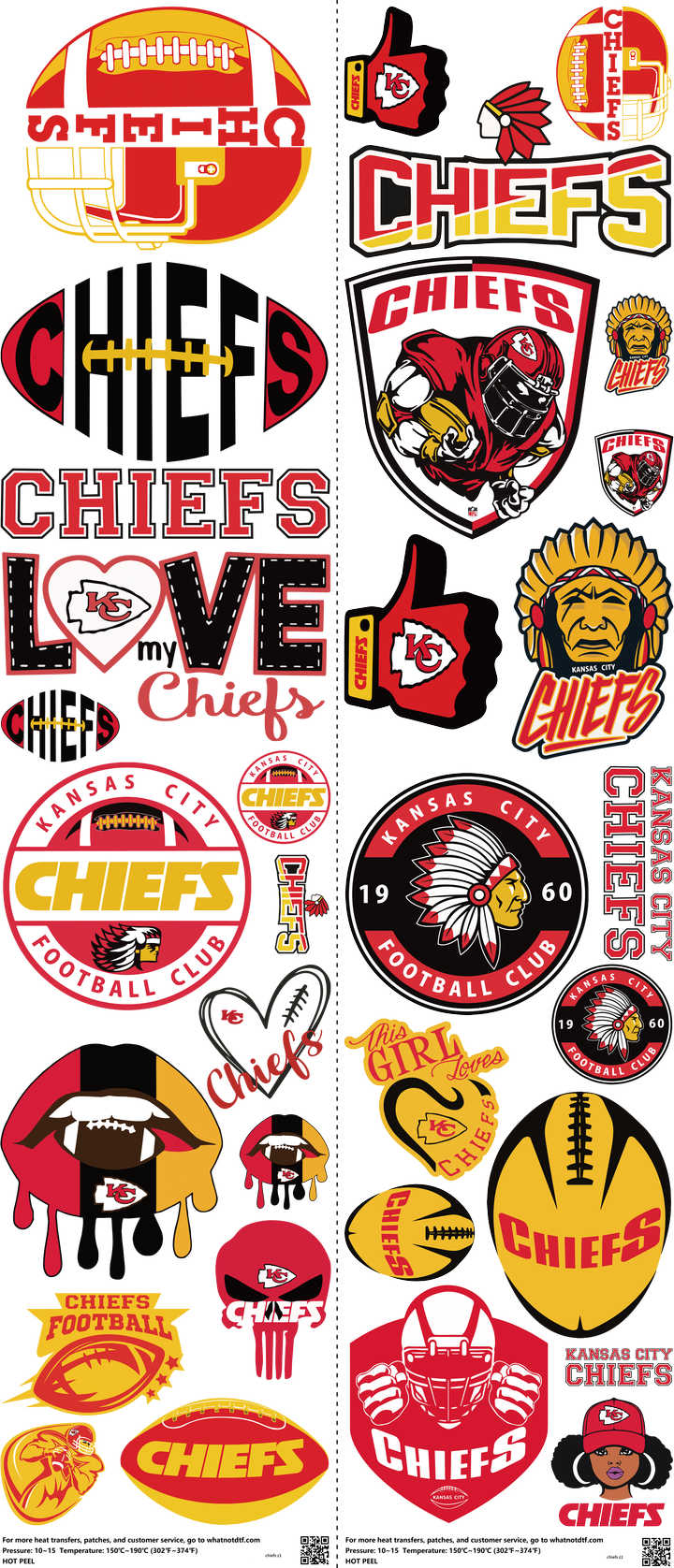 Pro Football mixed-style heat transfer design set on a 23.5 by 53 inch sheet