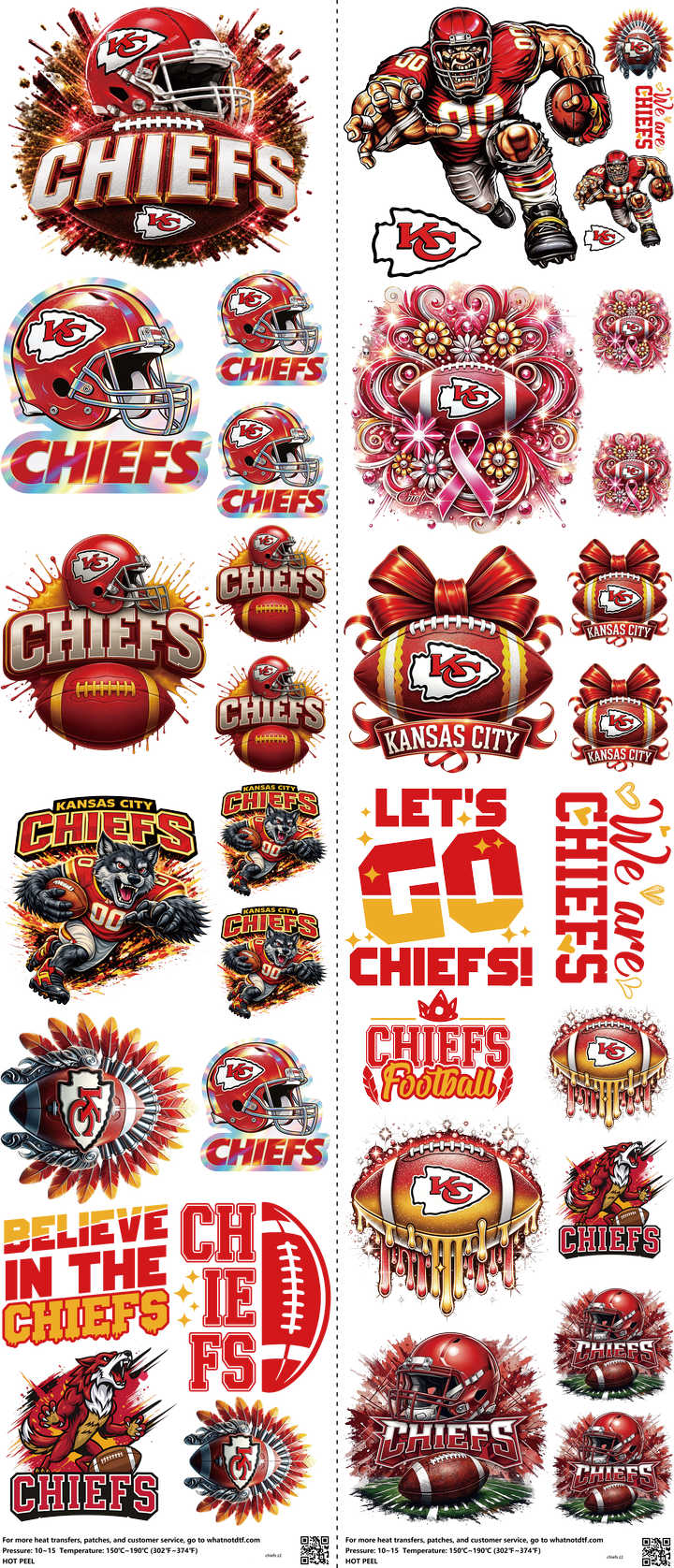 Pro Football mixed-style heat transfer design set on a 23.5 by 53 inch sheet