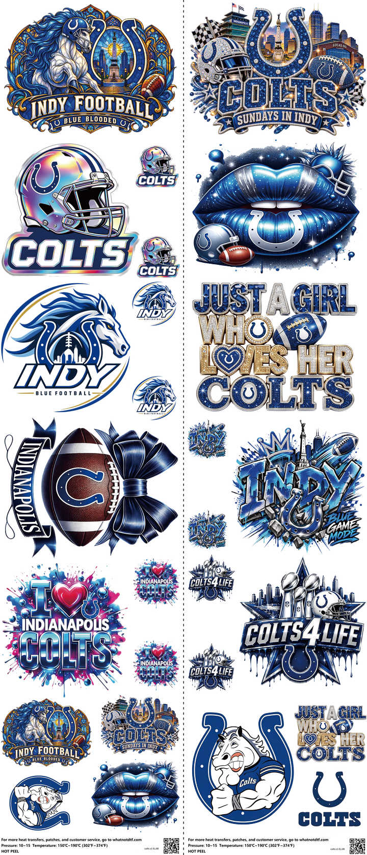 Pro Football mixed-style heat transfer design set on a 23.5 by 53 inch sheet