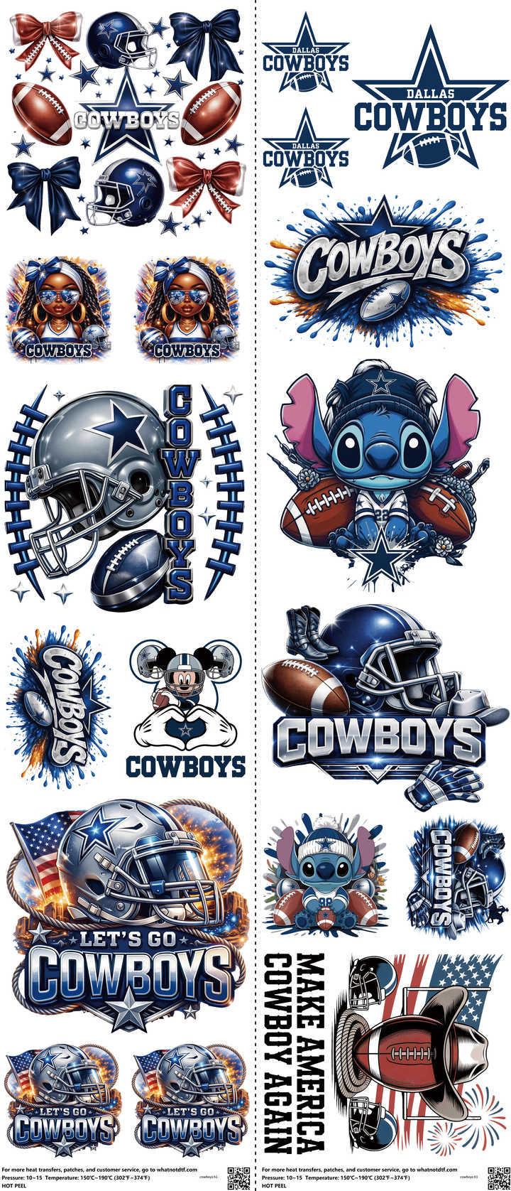 Pro Football mixed-style heat transfer design set on a 23.5 by 53 inch sheet