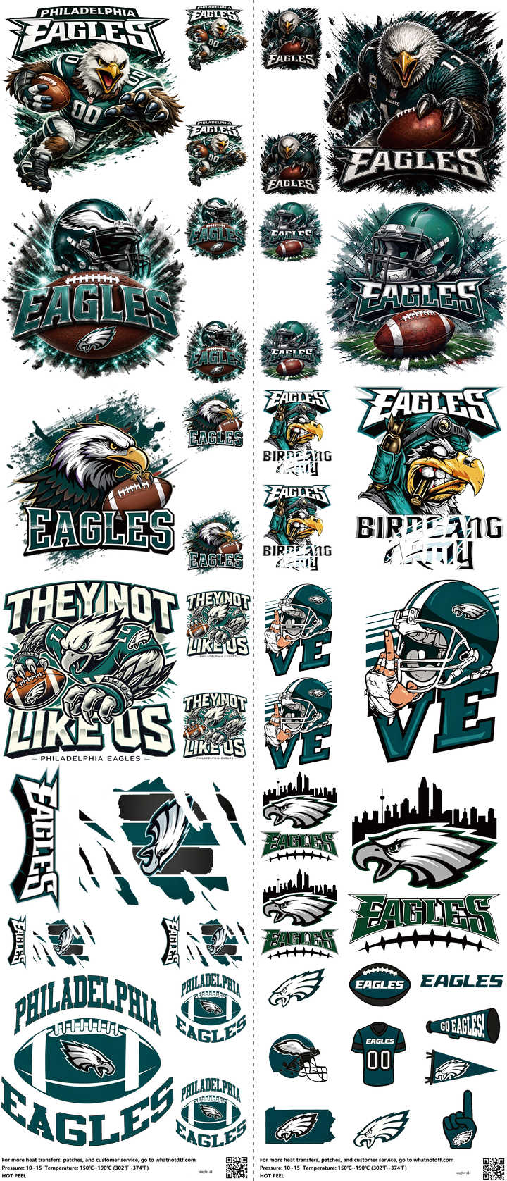 Pro Football mixed-style heat transfer design set on a 23.5 by 53 inch sheet