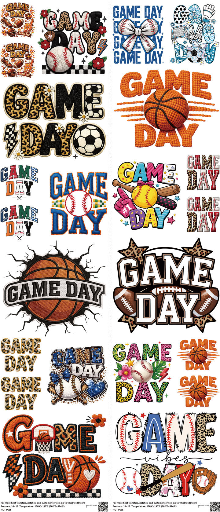 Pro Football mixed-style heat transfer design set on a 23.5 by 53 inch sheet