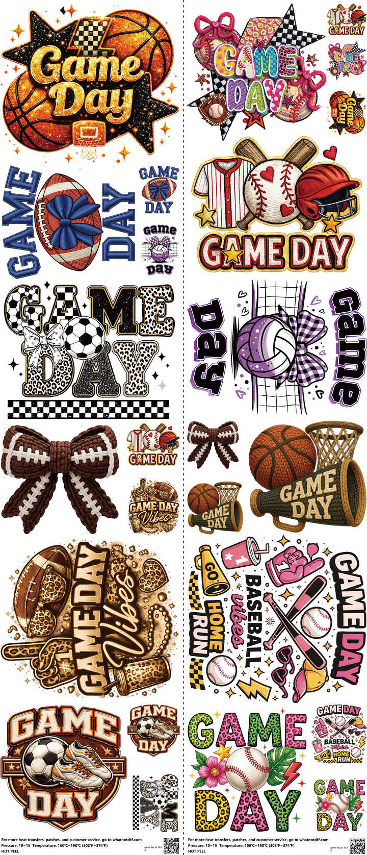 Pro Football mixed-style heat transfer design set on a 23.5 by 53 inch sheet