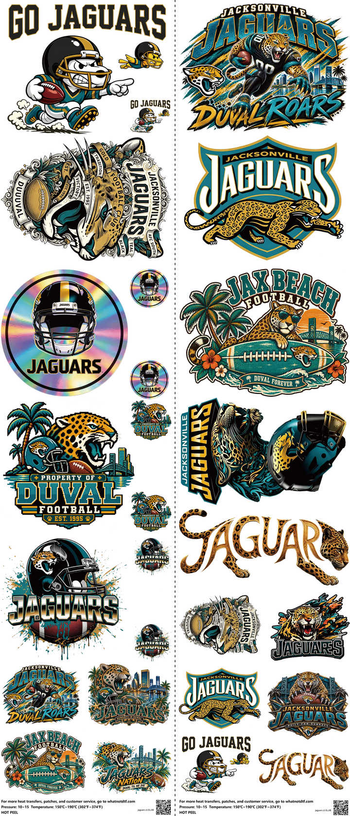 Pro Football mixed-style heat transfer design set on a 23.5 by 53 inch sheet