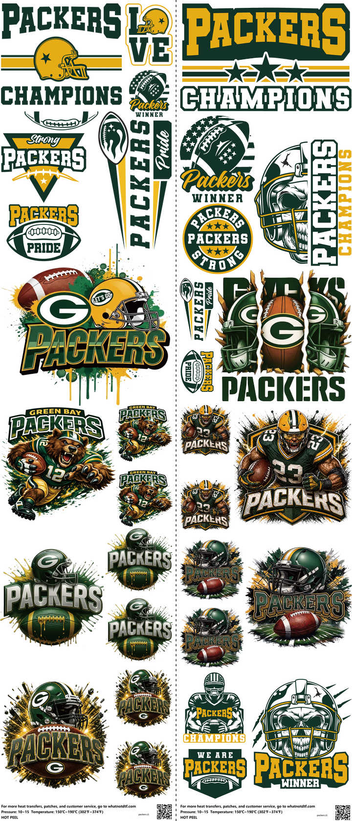Pro Football mixed-style heat transfer design set on a 23.5 by 53 inch sheet
