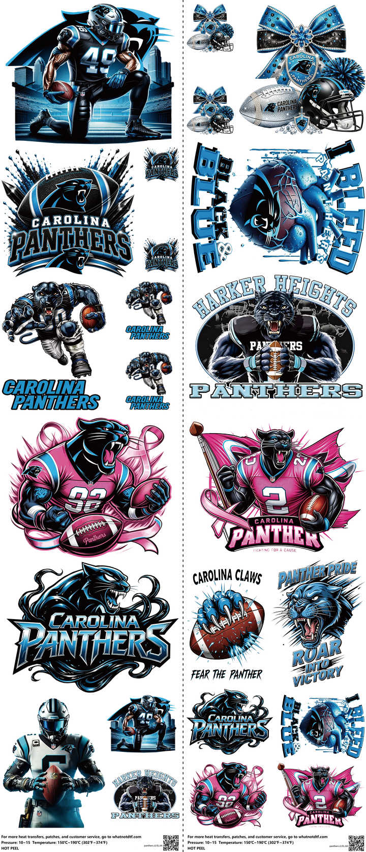 Pro Football mixed-style heat transfer design set on a 23.5 by 53 inch sheet