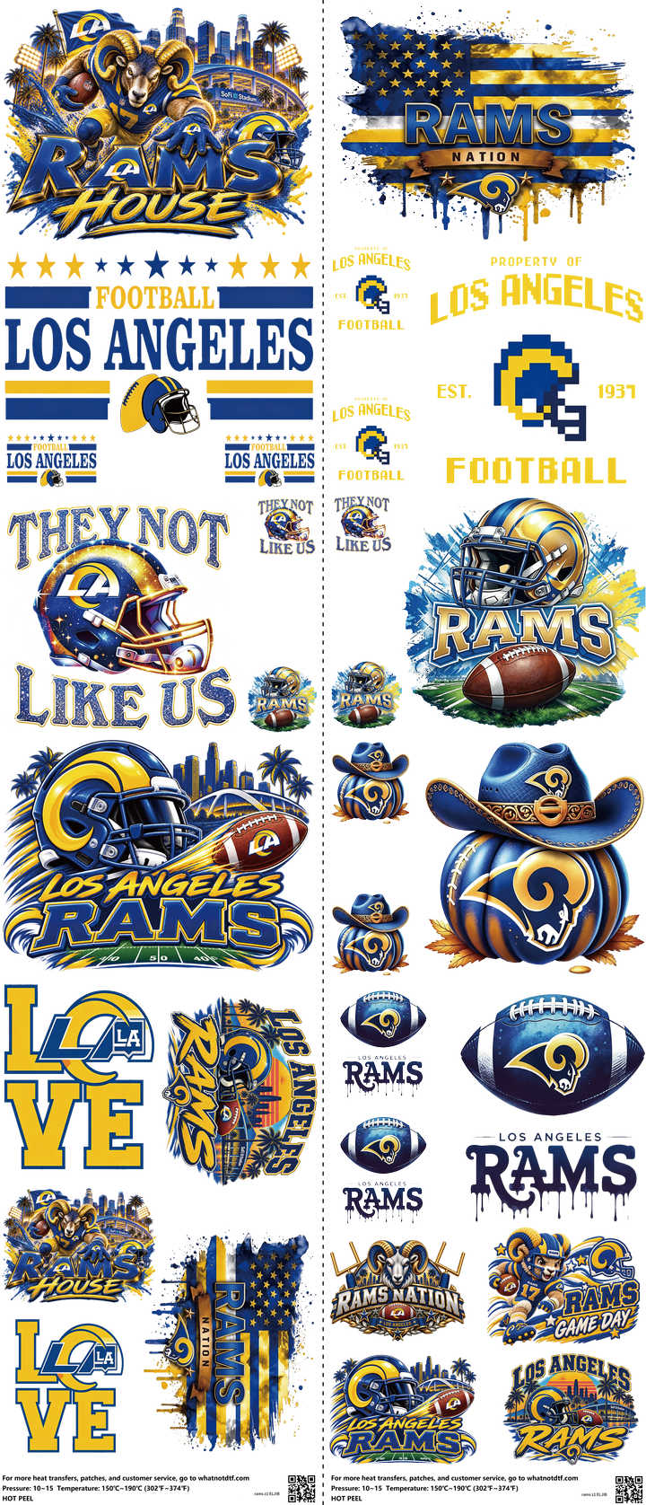 Pro Football mixed-style heat transfer design set on a 23.5 by 53 inch sheet