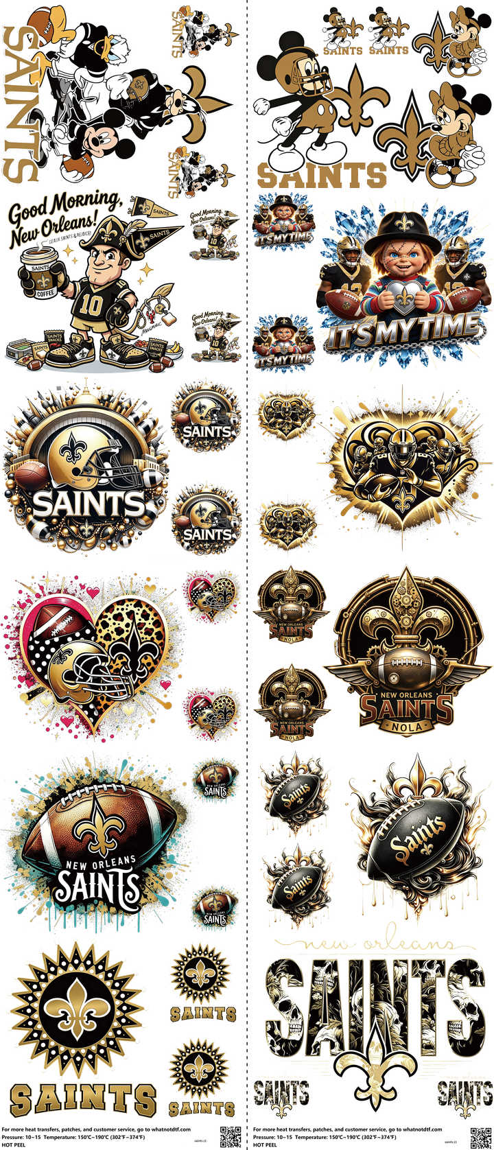 Pro Football mixed-style heat transfer design set on a 23.5 by 53 inch sheet