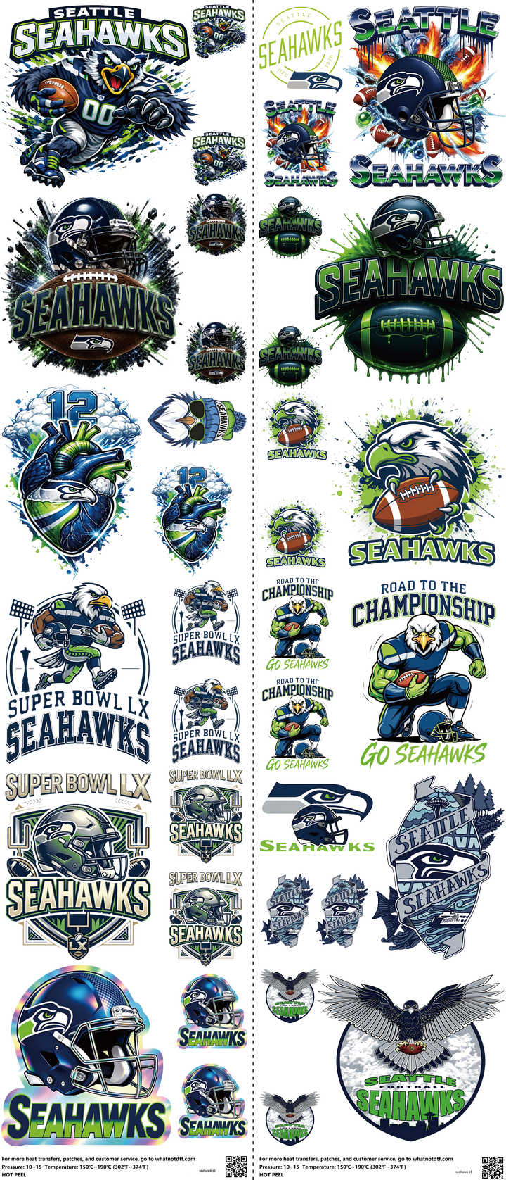 Pro Football mixed-style heat transfer design set on a 23.5 by 53 inch sheet