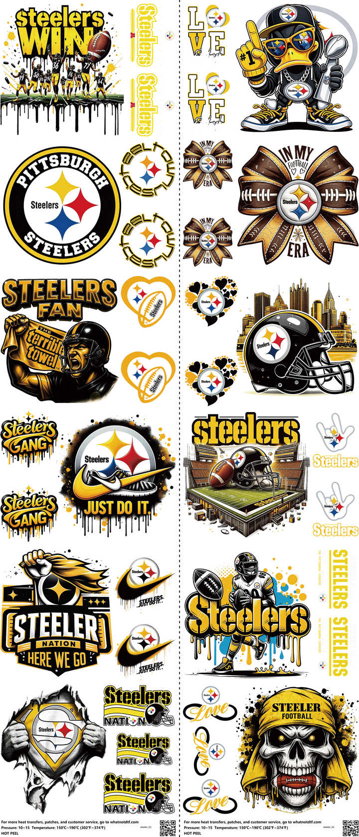 Pro Football mixed-style heat transfer design set on a 23.5 by 53 inch sheet