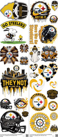 Pro Football mixed-style heat transfer design set on a 23.5 by 53 inch sheet