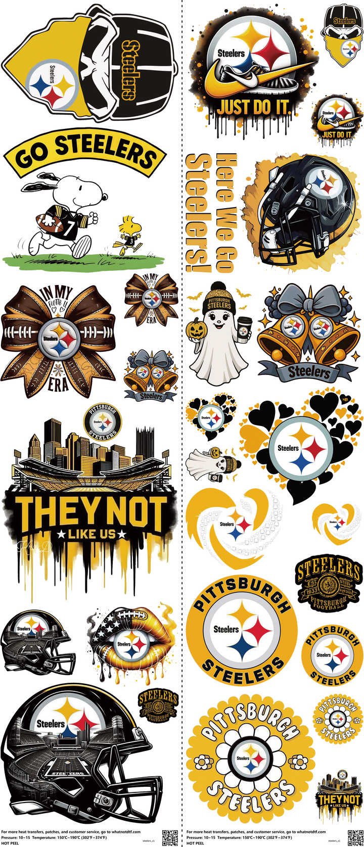 Pro Football mixed-style heat transfer design set on a 23.5 by 53 inch sheet