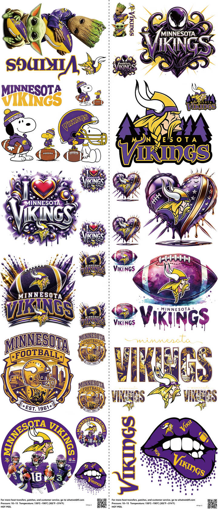 Pro Football mixed-style heat transfer design set on a 23.5 by 53 inch sheet